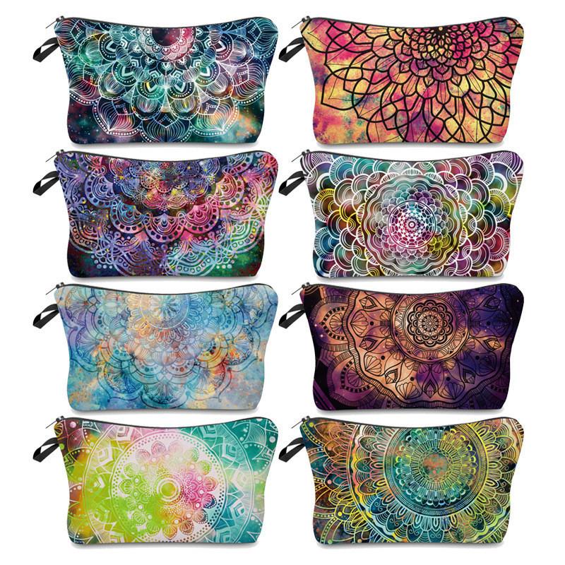 Bag Makeup Mandala Printed Multi Functional Portable Travel Storage Pouch Wash