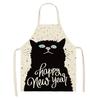 1 Pack Black Cat Pattern Men and Women Suitable for Home Dinner Kitchen Cooking Apron Cleaning Apron Anti-fouling