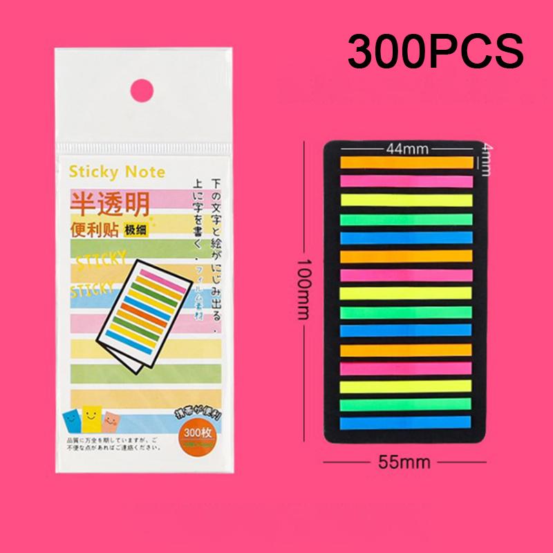 160/300Pcs Color Transparent Fluorescent Index Tabs Flags Sticky Note Stationery