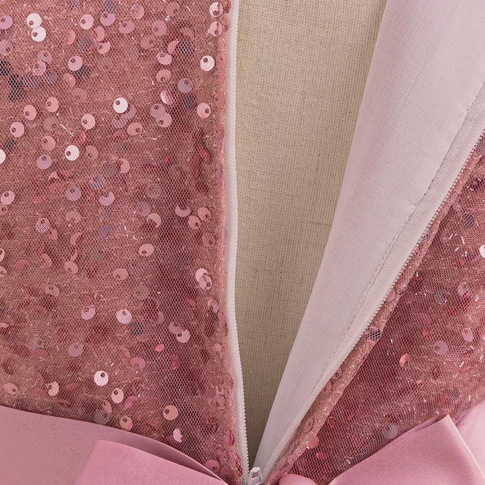 Новое платье принцессы с бантом из пайеток для девочек - элегантное длинное платье для больших детей