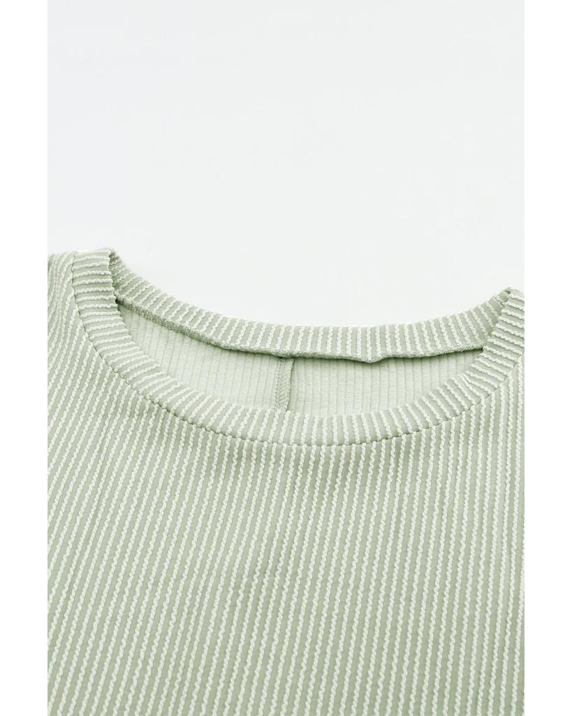 Azura Exchange Топ свободного покроя с отворотами на рукавах и ребристым узором