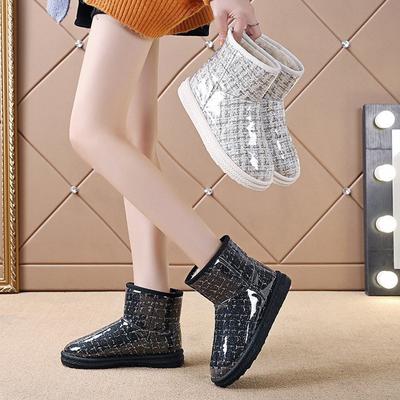 Зарубежная мода женские новые бархатные утолщенные теплые водонепроницаемые и нескользящие зимние хлопковые ботинки женские