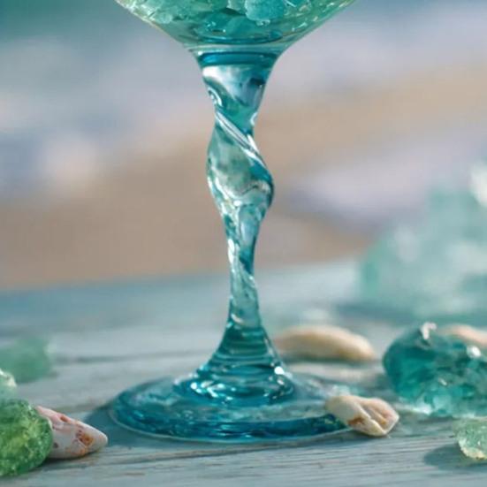 Бокал для вина «Океанская волна» со спиралевидной ручкой, выдувной из морского стекла, кофейная кружка, матовый синий градиентный цвет, стеклянный стакан