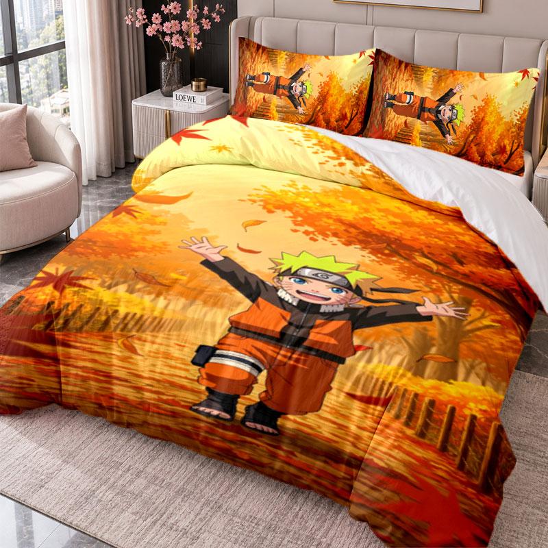 Naruto Uzumaki 3Pcs Bedding Set Duvet Cover With Two Pillowcases For Bedroom Home Decoration