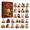 24 Day Christmas Countdown Cat Advent Calendar, with Cute Ornaments, Calendar 2D Acrylic Kitty Holiday Decorations, Gift for Kids, Party Favors Gifts