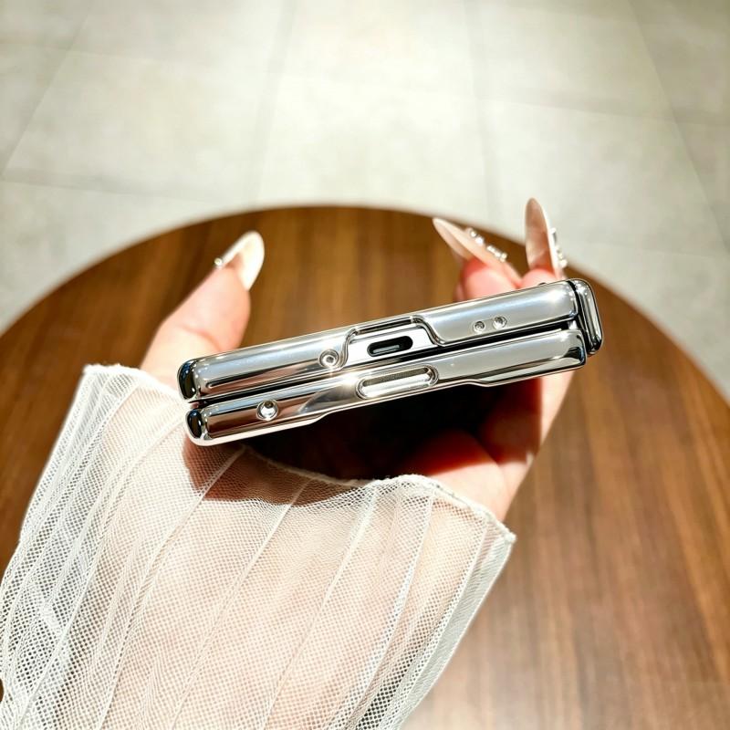 Transparent Electroplated PC Case Galaxy Z Fold8 Ultra Shockproof Magnetic Stand Cover In Star Feather