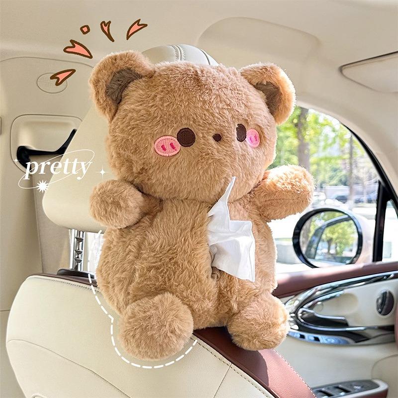 Cute Cartoon Bear Rabbit Hanging Tissue Box For Car And Home Use