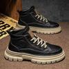 Осенне-зимняя мужская обувь ретро ботинки Мартина мужские высокие мужские повседневные кожаные ботинки средней высоты уличные нескользящие рабочие ботинки