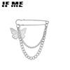 Vintage Butterfly Silver Brooch Simple Tassel Pin Women Accessories