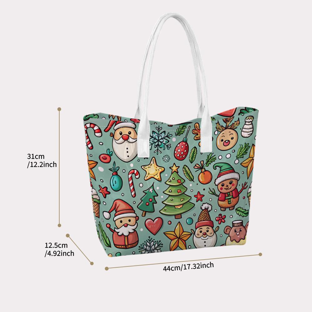 Cute Christmas Pattern Shopping Tote Bag Fashion Casual Portable Handbag for Women Daily Use