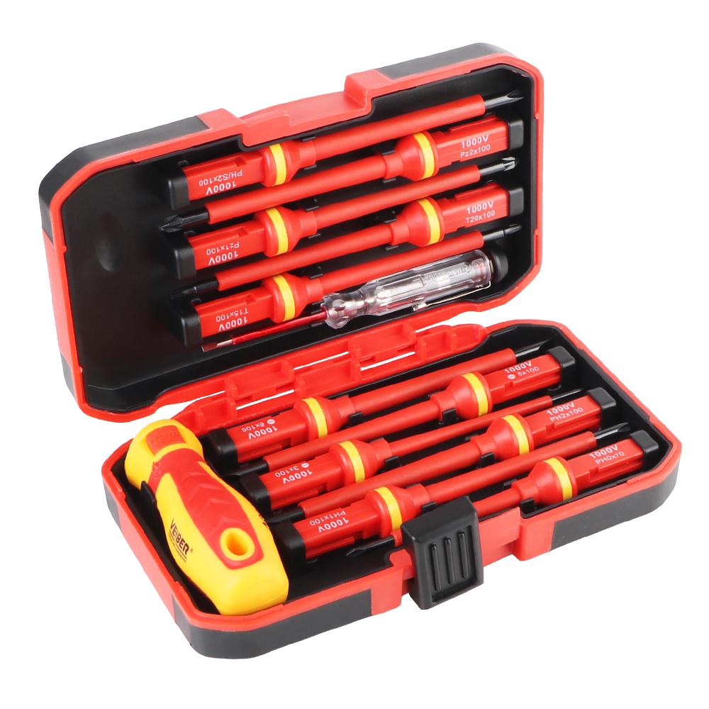 13 Pcs 1000V Screwdriver Set Phillips Slotted Bits Insulated Magnetic Screwdriver Multifunctional For Electrician Hand Tools