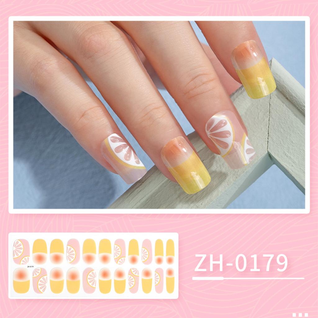 22 Finger Manicure Stickers Nail Polish Film Nail Stickers 5D Bronzing Waterproof Adhesive Nails Summer Hybrid