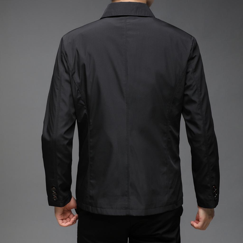 Весенний короткий плащ для папы, мужская однотонная куртка среднего и пожилого возраста, весенне-осенняя мужская повседневная куртка среднего возраста