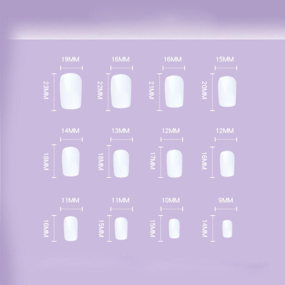 24pcs Detachable Fake Nials Press on Nails Silver Flame Short Square False Nails French White Edge