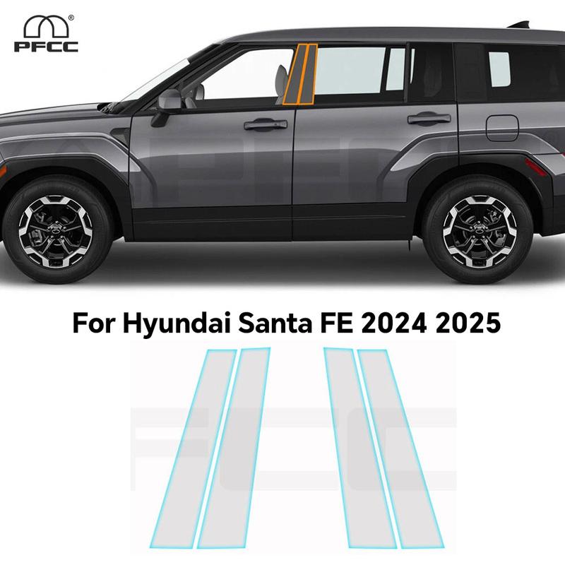 Для Hyundai Santa FE 2024 2025 Пленка для фар, зеркал заднего вида, стоек B TPU Защитная пленка от царапин Предотформованная Прозрачная PPF Устойчивая