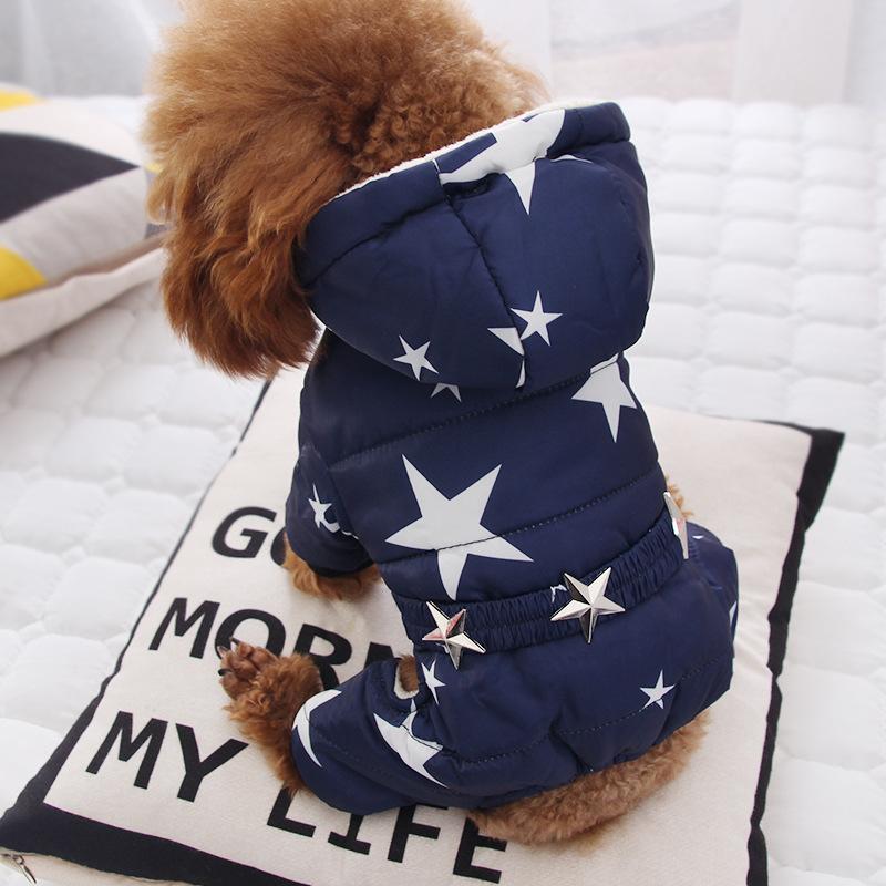 Puppy dog clothes autumn and winter pet teddy bear puppy small dog velvet thickened four-legged warm cotton clothes