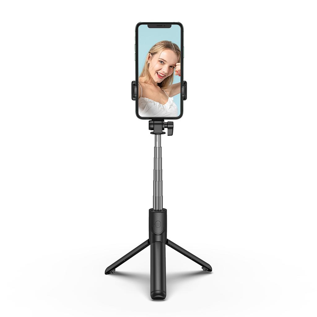 Selfie stick tripod for photos, telescopic with phone holder, 1m