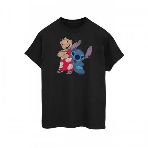 Lilo & Stitch Женская классическая хлопковая футболка в стиле бойфренд