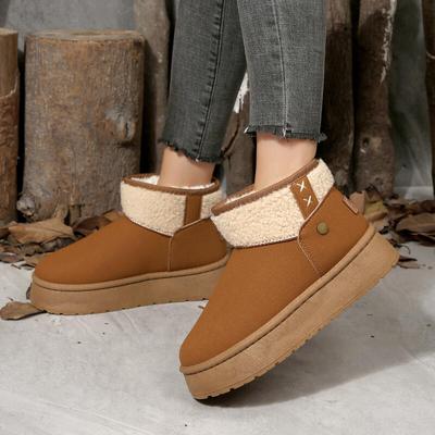 Повседневные металлические украшения, смешанный цвет, зимние теплые ботинки-дутики для женщин 2025, короткие плюшевые ботильоны до щиколотки, удобная толстая подошва, меховые ботинки