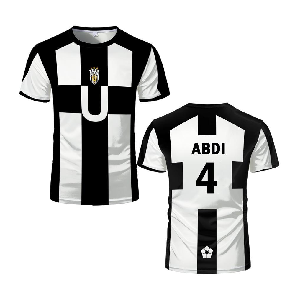 Sports Casual Football Club Theme Short-sleeve T-shirt Breathable Round Neck Top Fan Apparel with Number Print