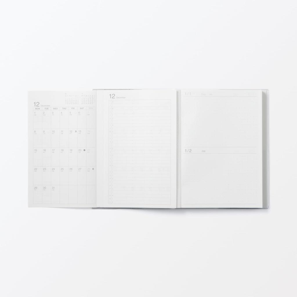 MUJI Начиная с декабря Понедельник 84854354 Планировщик с первого взгляда, Месячный/Ежедневный, 2025, Начало, А5, Белый,