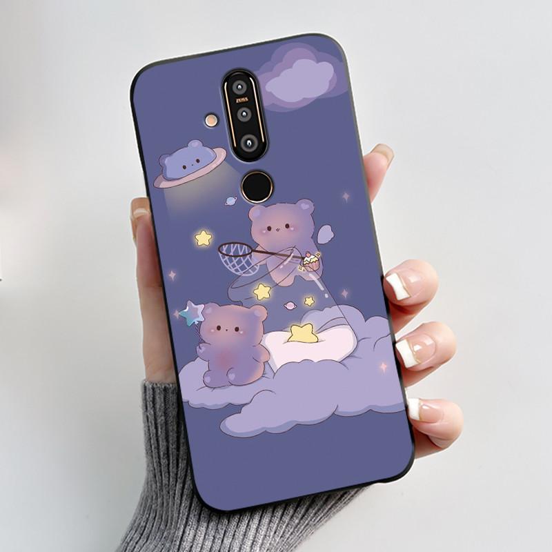 Чехол для телефона Nokia 8.1 Plus / Nokia 7.1 Эстетичный Модный Милый Кот Черный Матовый Мягкий ТПУ Силикон Ударопрочный Задняя Крышка