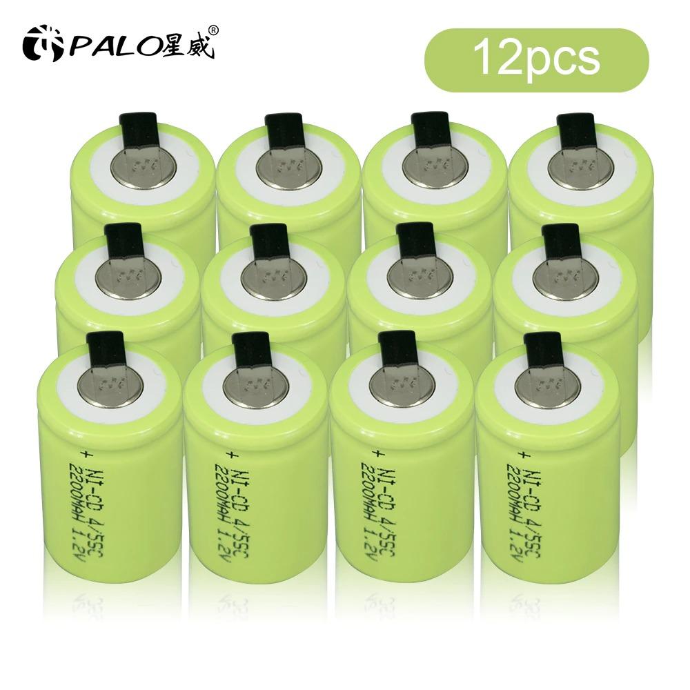 PALO Аккумуляторная батарея 1,2 В 4/5SC, ​​2200 мАч, 4/5 SC Sub C Ni-CD, со сварочными выступами для электрической дрели, отвертки