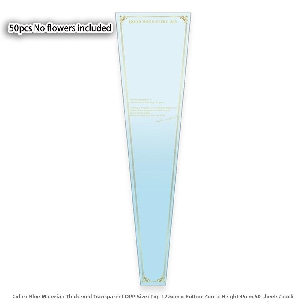 50pcs Transparent Single Rose Sleeves Waterproof Bouquet Packaging Sleeve Anniversary
