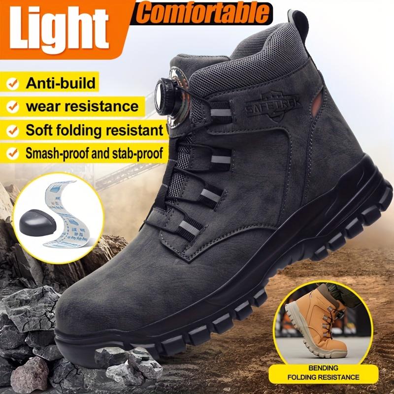 Steel Toe Work Safety Shoes - Puncture-Proof, Anti-Smash, Non-Slip, Shock-Absorbing, with Convenient Rotating Buckle, High-Top Protective Design