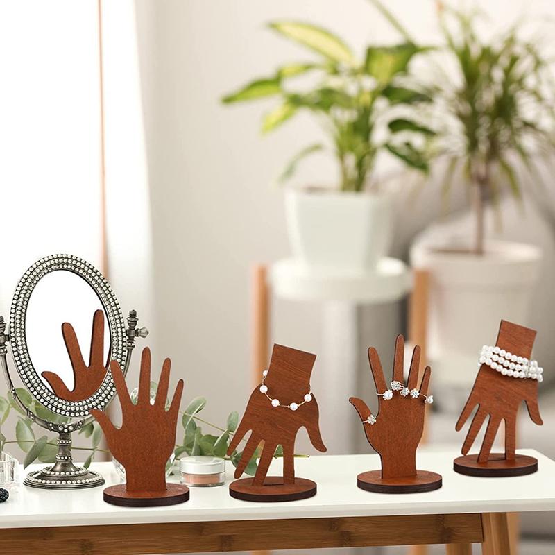 1 шт. стойка для ювелирных изделий в деревенском стиле, держатель для колец, ожерелье, держатель для хранения, ручная форма, съемный дисплей для браслета, деревянное украшение для рабочего стола