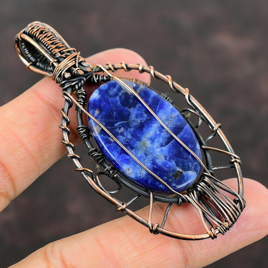 Подвеска из содалита «Дерево жизни», обернутая медной проволокой, женская бижутерия ручной работы, подвеска из драгоценного камня, ювелирное изделие из содалита «Дерево жизни», подарок для мамы