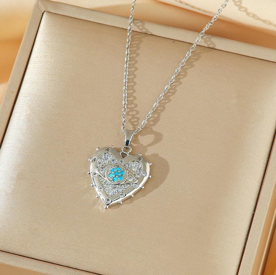 Подвеска-амулет от сглаза и серьги-сердечки - Набор украшений - Медь с золотым покрытием