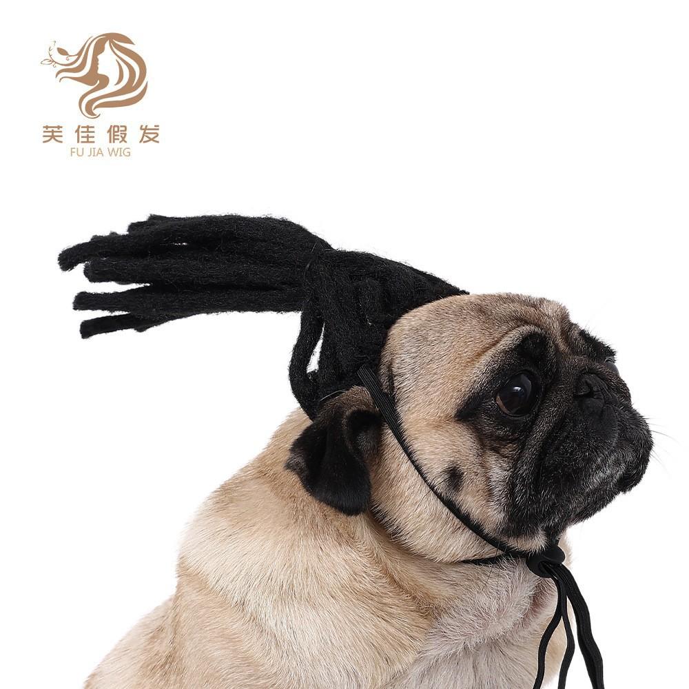Pet Wig Curly Straight Hair Dog Cat Wig for Halloween Cosplay Party Pet Costume Accessory Multiple Color Options