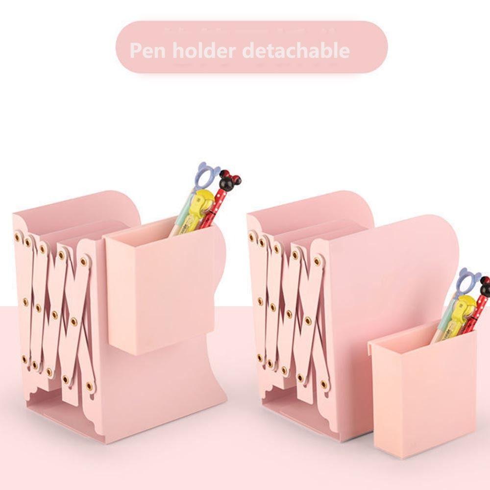 Save Space Retractable Bookends with Pen Holder Divider Book Stand Book Support Stand