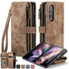 CaseMe Flip Leather Phone Case For Samsung Galaxy Z Fold 7 6 5 4 3 5G Z Fold 7 Z Fold 6 Z Fold 5 Z Fold 4 Z Fold 3 Zipper Wallet Card Back Cover Coque