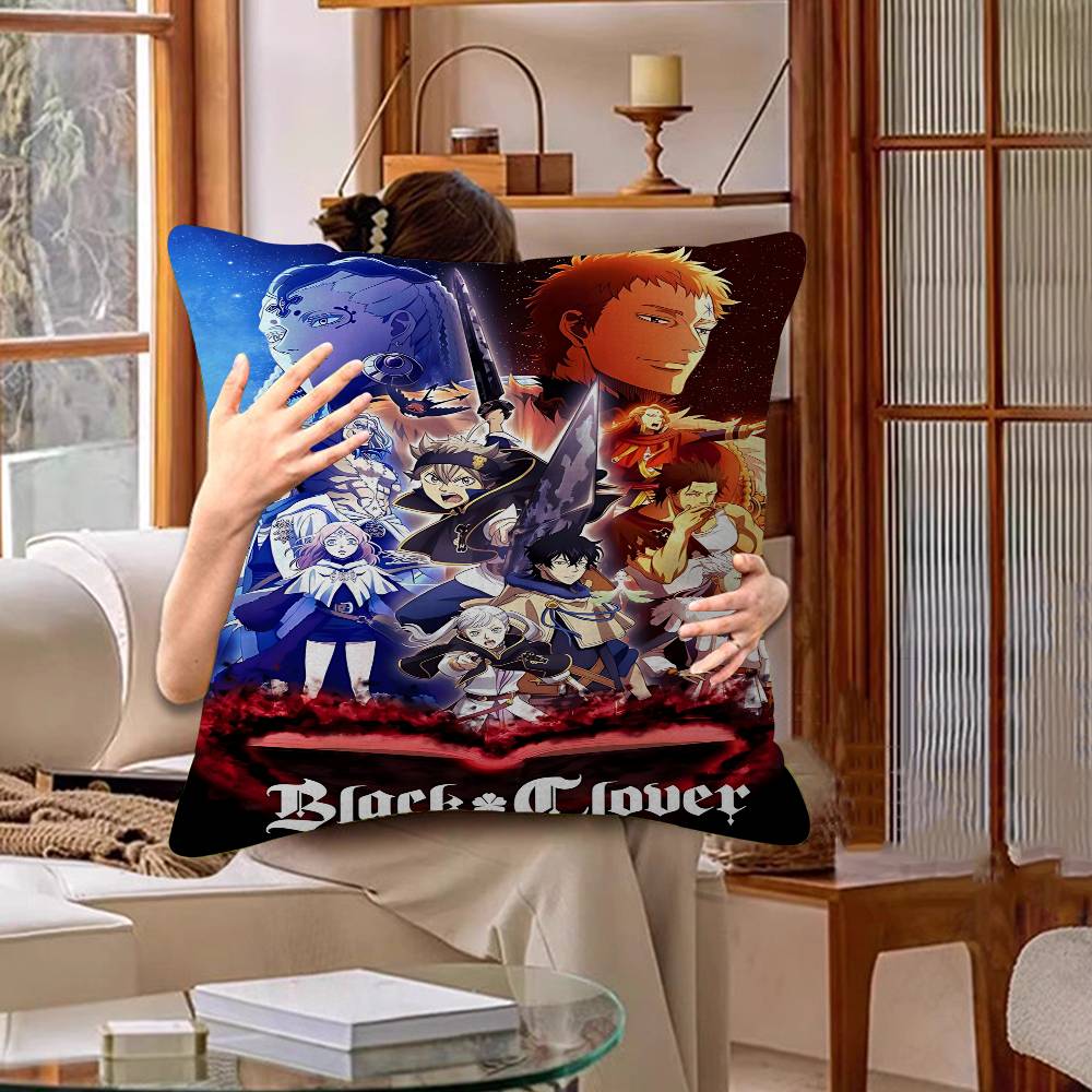Anime BBlack Hot Clover Cushion Cover Car Throw Pillow Case For Sofa Car Christmas Gift xcm xcm