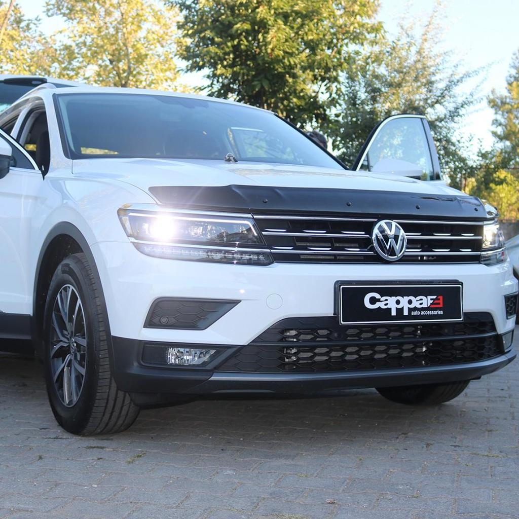 ДЛЯ VW Volkswagen Tiguan Передний спойлер для защиты капота 2015–2025 Передний щиток от насекомых Дефлектор капота Защита глянцево-черная