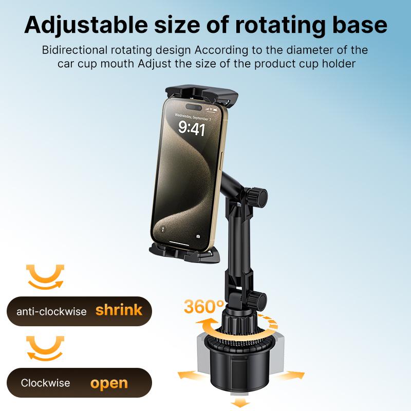 Universal Car Cup Holder Phone Mount – Adjustable Stand for iPhone 15/14 Pro Max, FOR Samsung Galaxy S23, FOR iPad Mini