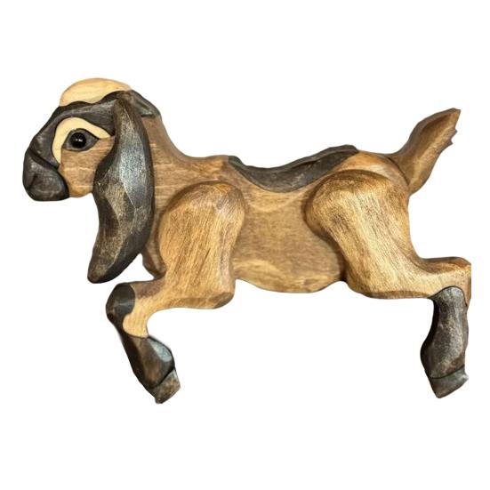 Деревянная фигурка животного, деревенская ручной работы, олень, сидящий на полке, резное животное, украшение с лаковым покрытием для дома, книжной полки, каминной полки, декора гостиной