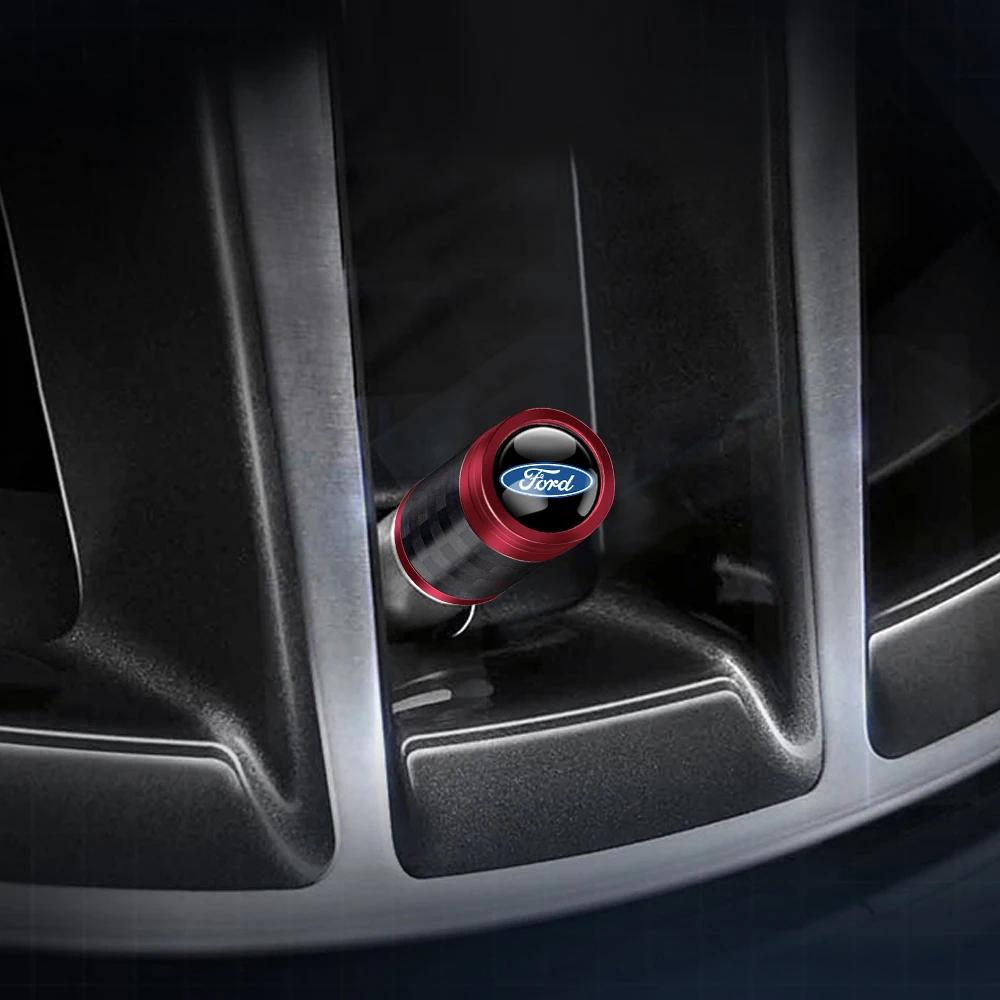Car Sticker 4Pcs Carbon Fiber Car Wheel Tire Valve Stem Air Cap Auto Decoration For Ford Fiesta Focus 2 Mk3 Mondeo Mk4 Mustang R