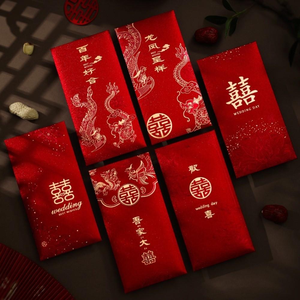 Chinese Horse Year New Year Red Envelope Hard Paper Hot Gold Chinese Money Envelopes Thickened 6Pcs Mixed Lucky Red Bag Children