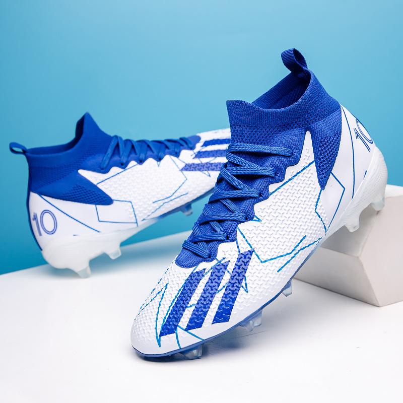 Gradual change sole high top AG football shoes fly weaving seamless process youth football training shoes spot
