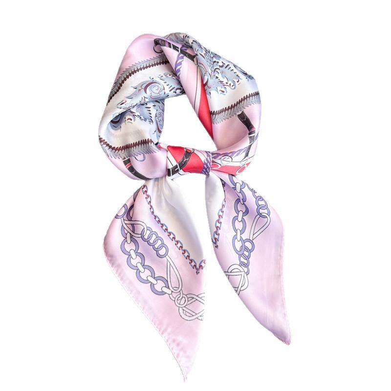 New chain simulation silk printing silk scarf square scarf high-end shawl sunscreen neck small square scarf headscarf women