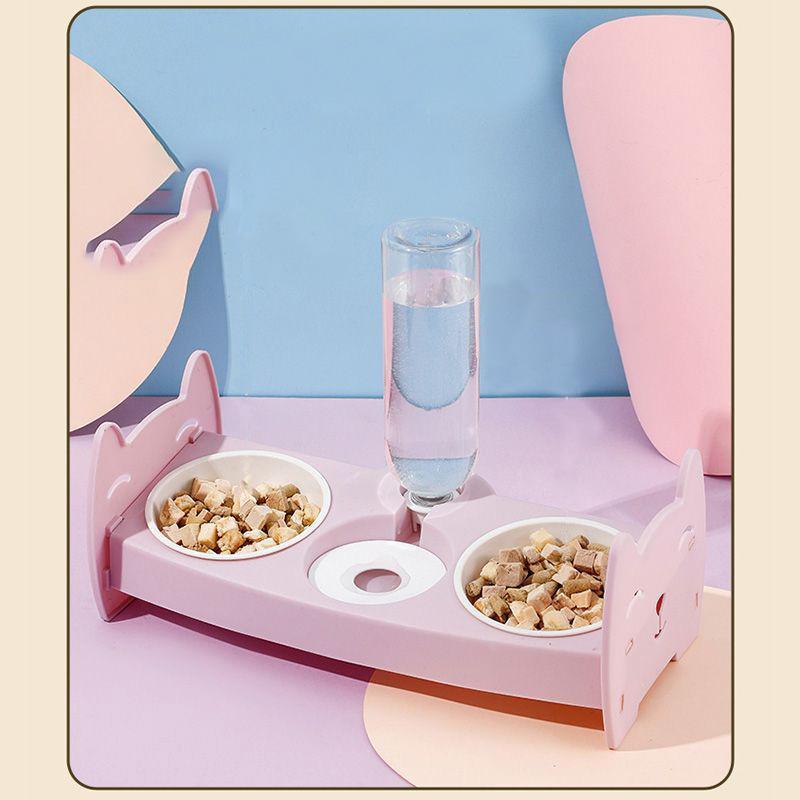 Милые антиопрокидывающиеся миски для еды и воды, кормление домашних животных, медленная еда, двойная пластиковая миска для домашних животных