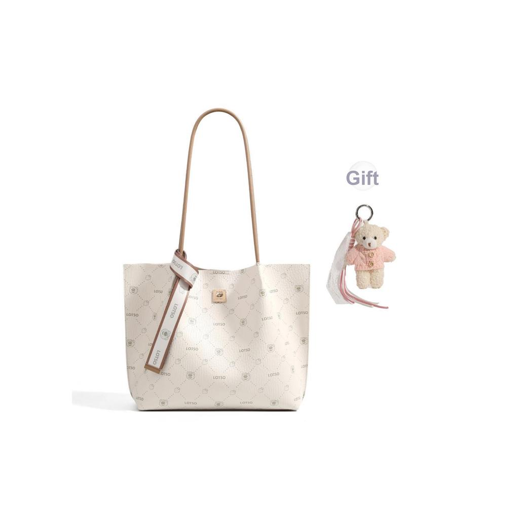 Disney Strawberry Bear Versatile Trendy Cute Simple Tote Bag Shopping Bag Handbag Leather Shoulder Bag Regular Women tote BMK-72998
