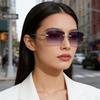 Безрамочные Квадратные Металлические Высококачественные Очки Модные Трендовые УФ-защитные Для Улицы Солнцезащитные Солнцезащитные Очки