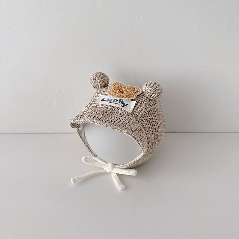 Милая мультяшная шапочка для малыша с завязками, шапочка для новорожденных мальчиков и девочек, зимняя теплая, для младенцев и малышей, шапочка с защитой ушей