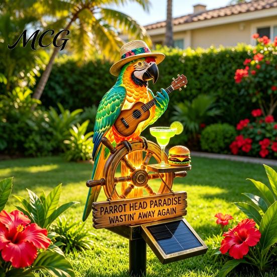 Tropical Bird Garden Decor Solar Parrot Light, LED Powered Pathway Outdoor Lamp Waterproof Decorative Stake Light for Patio Yard Lawn