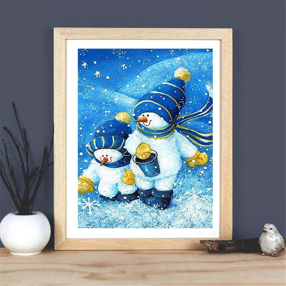 Алмазная картина Снеговик Рукоделие Рукоделие Алмазная вышивка Мультфильм Фотографии Стразами Рождественское украшение