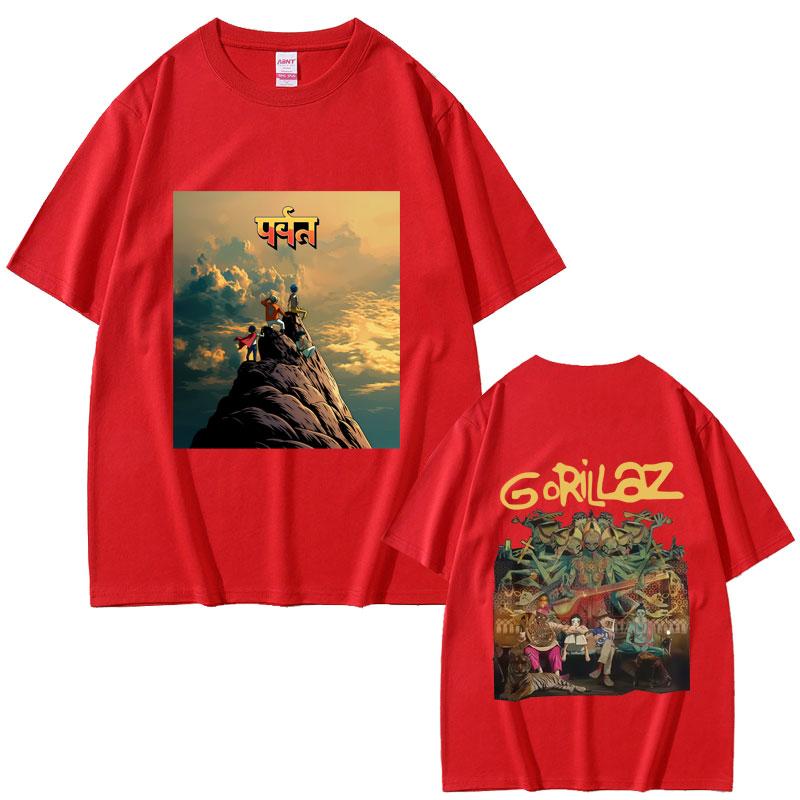 Rock Band Gorillaz The Mountain Tour 2026 Tshirt Unisex Women Vintage Soft Cotton T Shirts Male Casual Oversized Crewneck Tshirt